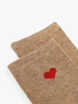 Damessokken Lurex Heart Pieces Beige socks women 17159116-vue-porte